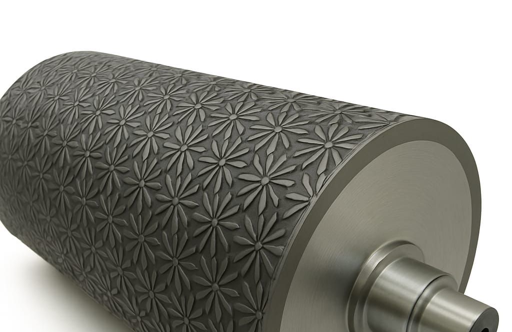 Embossing roller with floral pattern