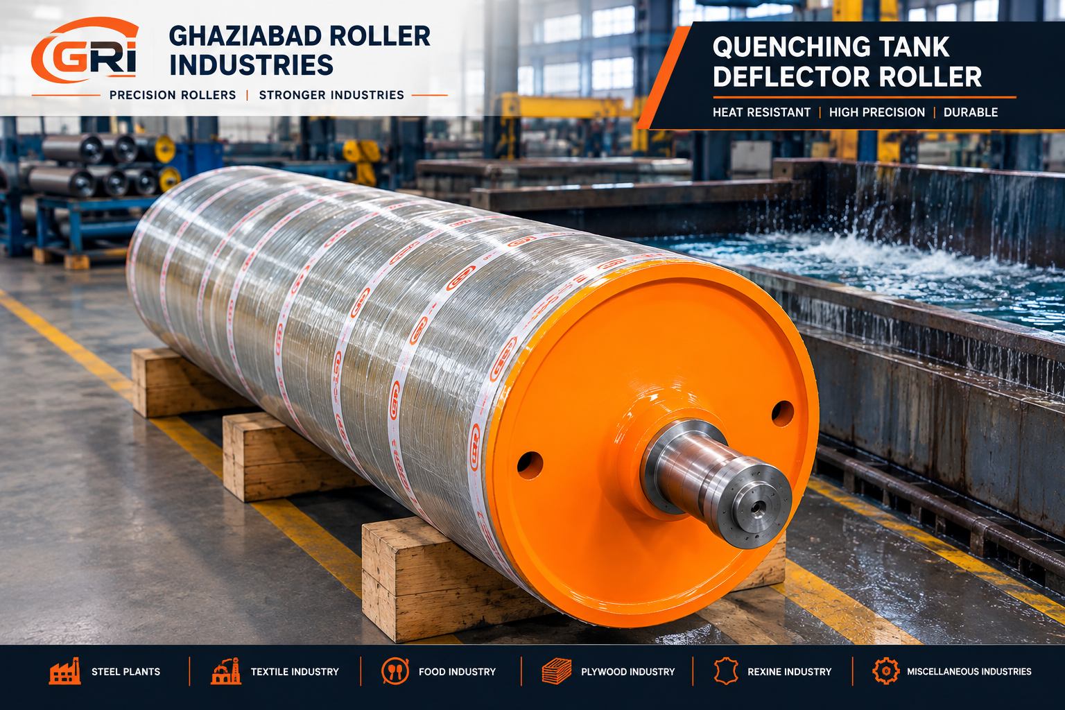 Quenching tank deflector roller