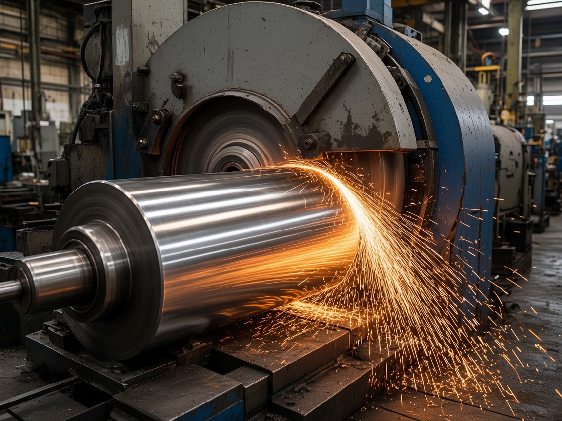 Cylindrical grinding and precision finishing of a roller